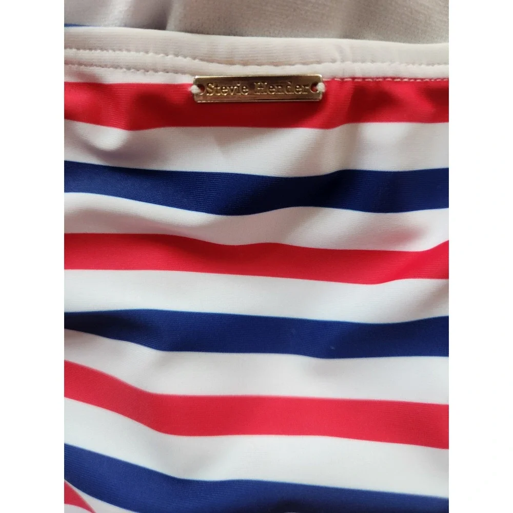 Stevie Hender America Striped Halter One Piece Swimsuit Size: M